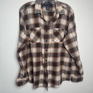 American Rag Vintage Brown and Cream flannel Plaid Shirt